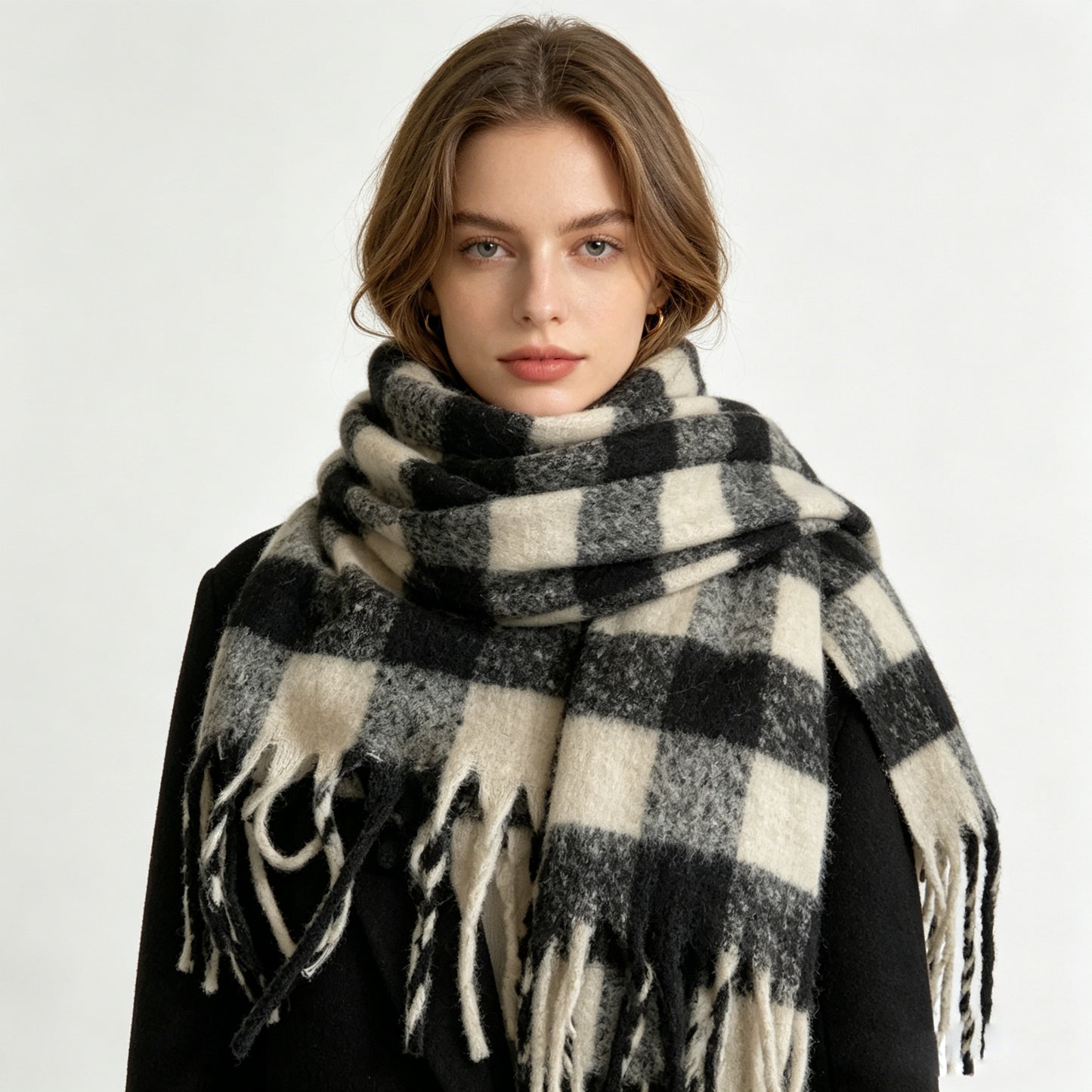 Classic Plaid Tassel Winter Scarf