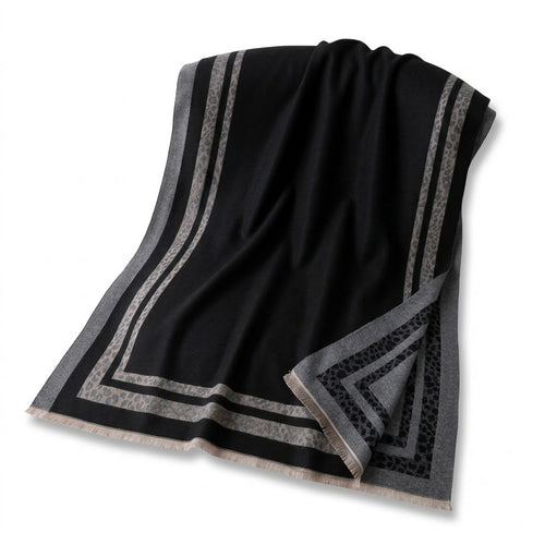 Leopard Accent Jacquard Winter Scarf