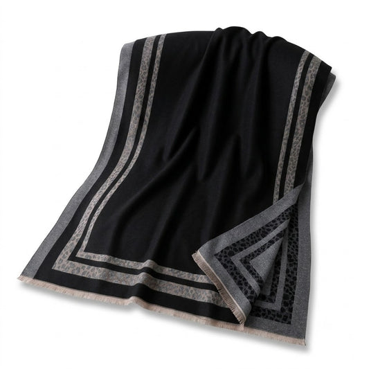 Leopard Accent Jacquard Winter Scarf